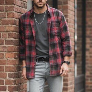 Boston Trader Flannel Shirt S Luxury Vintage Plaid Rugged Outdoor Durable Hiking